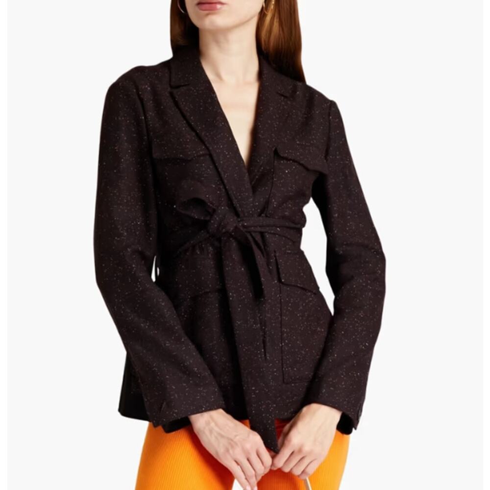 Rag & Bone Vera Donegal Wool Blend Burgundy Blazer Jacket NEW Size 8 - Picture 3 of 14